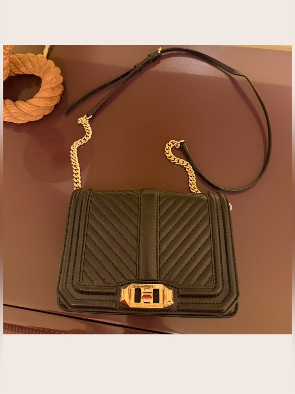 Rebecca Minkoff Black and Gold Leather Crossbody Purse